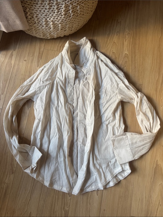 Massimo Dutti Tops - Massimo Dutti Cream Collared Linen Shirt
